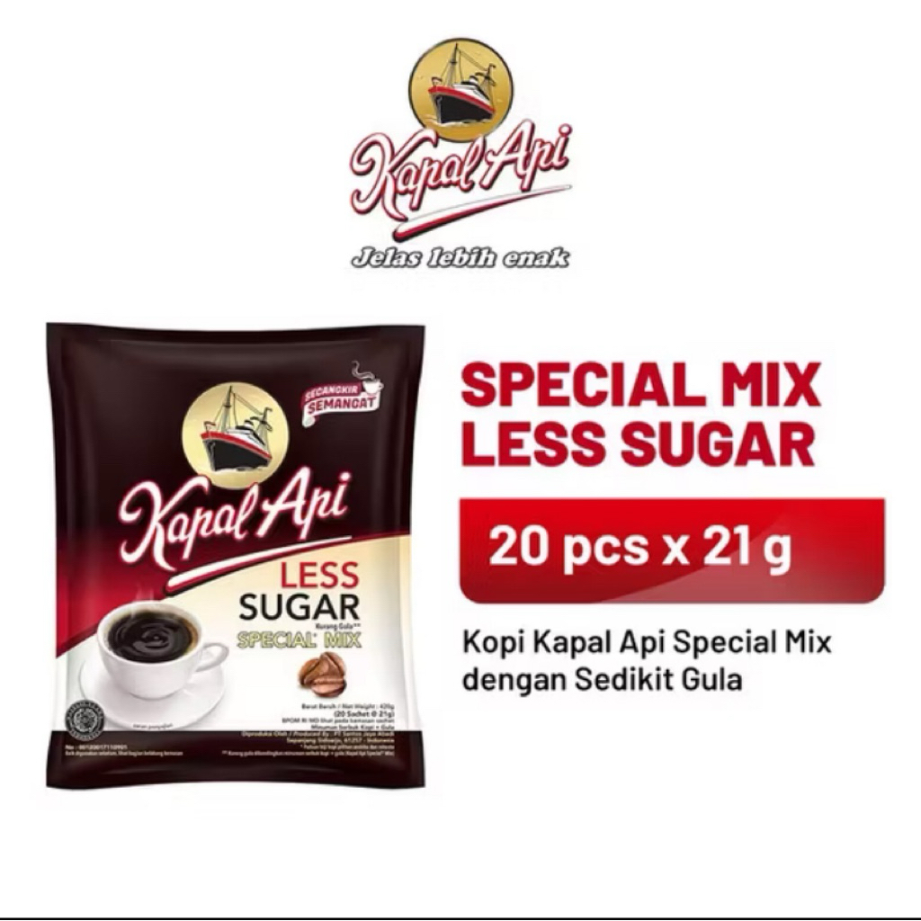 

Kapal Api Special Mix Less Sugar 20 Sachet x 21g – Kopi Nikmat dengan Gula Lebih Sedikit