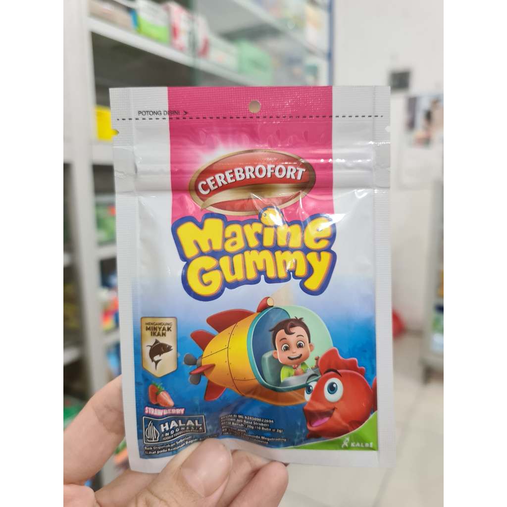 

CEREBROFORT MARINE GUMMY 1 SACHET VITAMIN PERMEN JELLY GUMMY ANAK