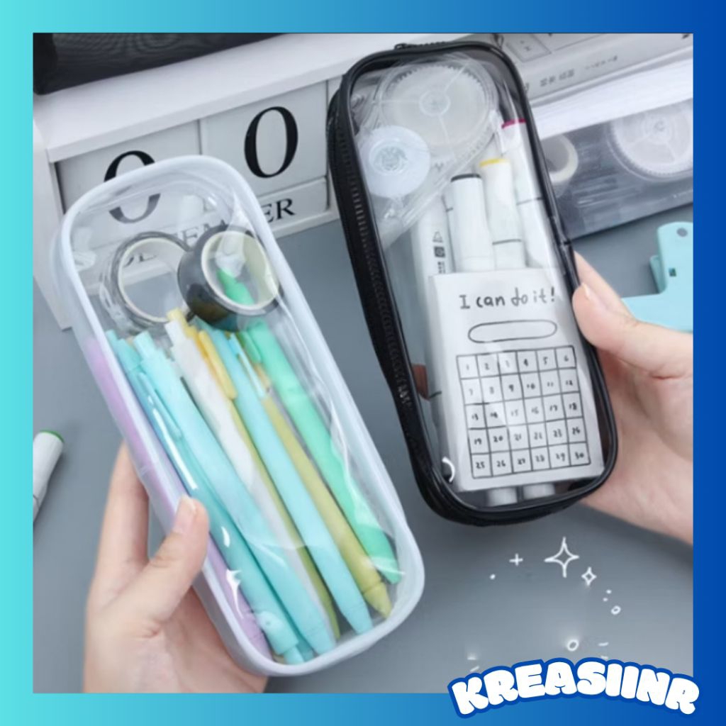 

Tempat Pensil Transparan / Pouch Serbaguna Aesthetic