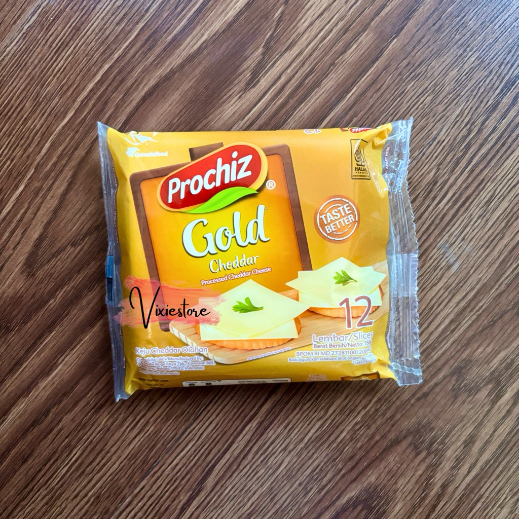 

Prochiz Gold Cheddar Cheese Keju Isi 12 156gr