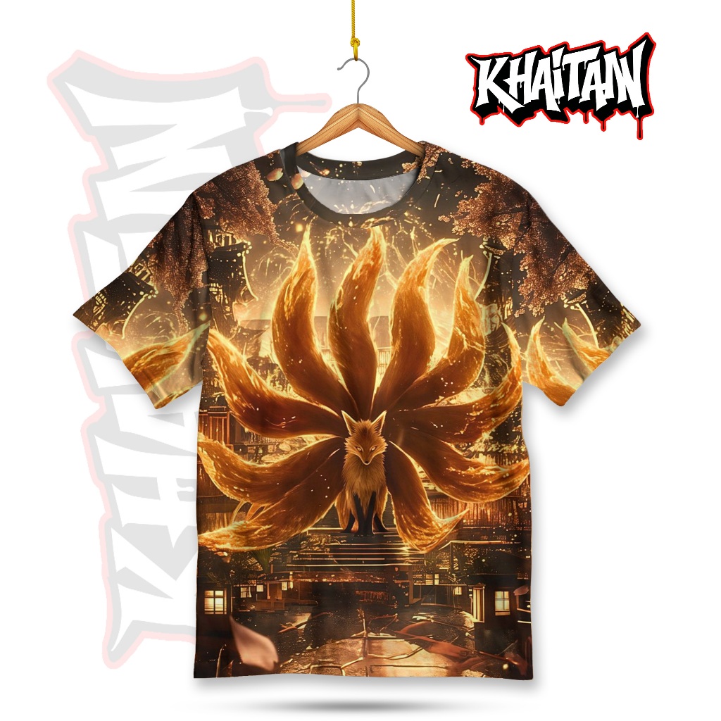 KHAITAN Kaos Unisex Kitsune Rubah Ekor 9 Jepang Fullprint Adem | KTK-30
