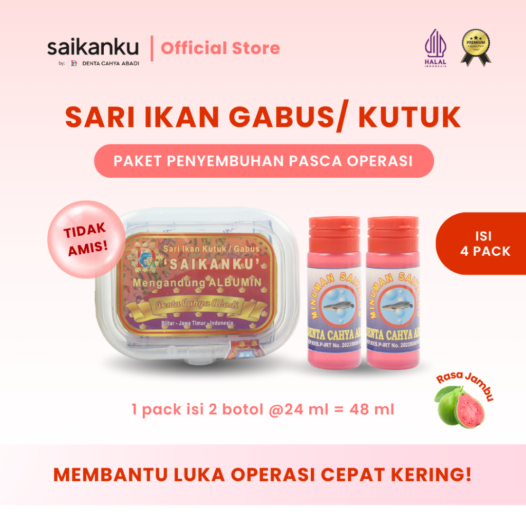 PAKET 4 PACK - SAIKANKU Sari Ikan Gabus untuk Luka Pasca Operasi Albumin Ekstrak Ikan Gabus Cair