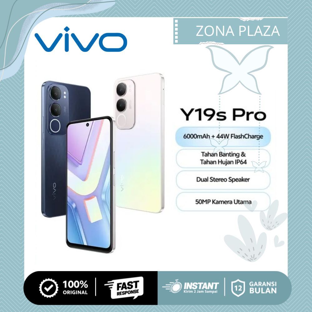 VIVO Y19s Pro 4GB 64GB 6000mAh + 44W FlashCharge, IP64, Dual Stereo Speaker, 50MP Kamera Utama