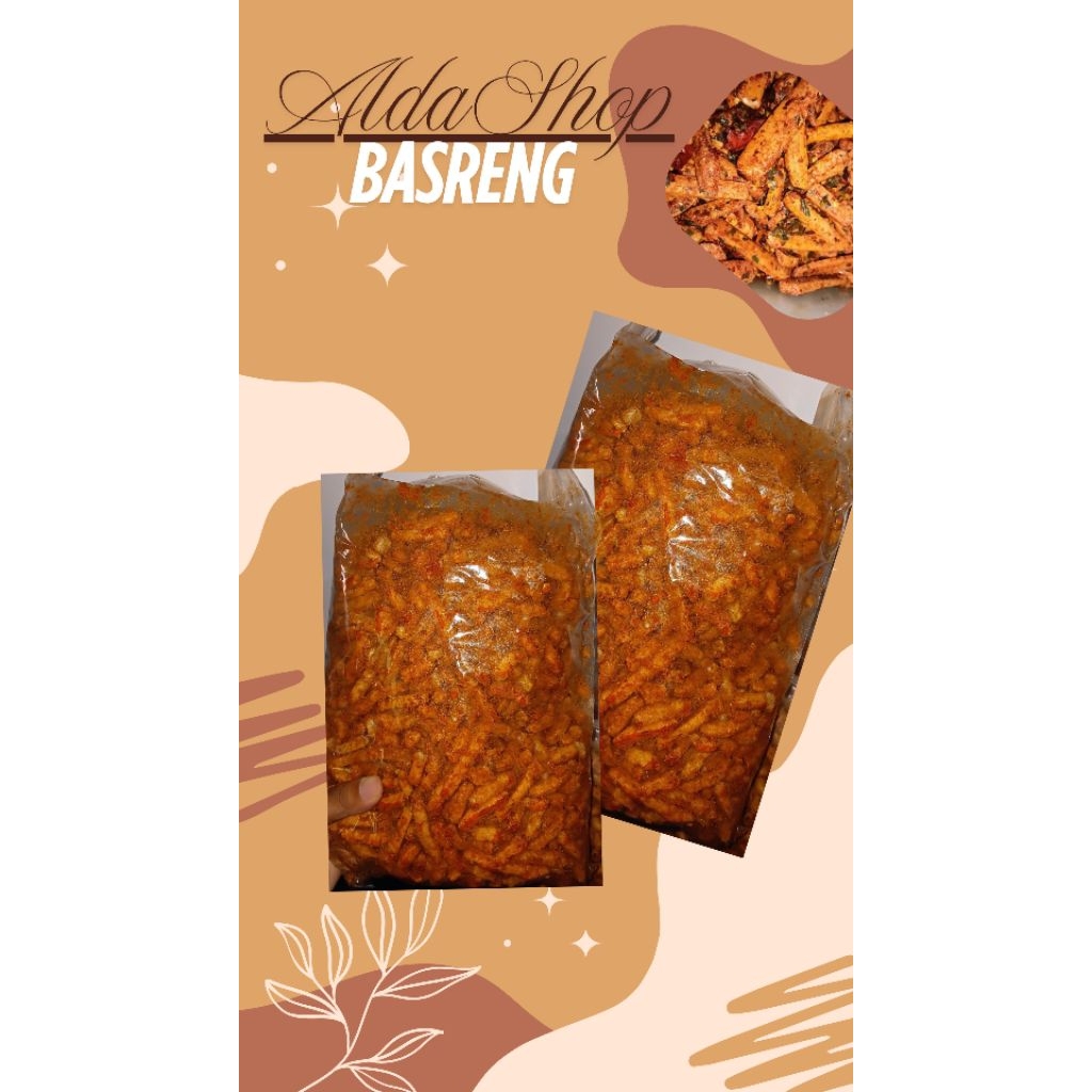 

Basreng pedas daun jeruk 100gr gurih, asin dan renyah dengan bumbu yang melimpah/ food snack instant