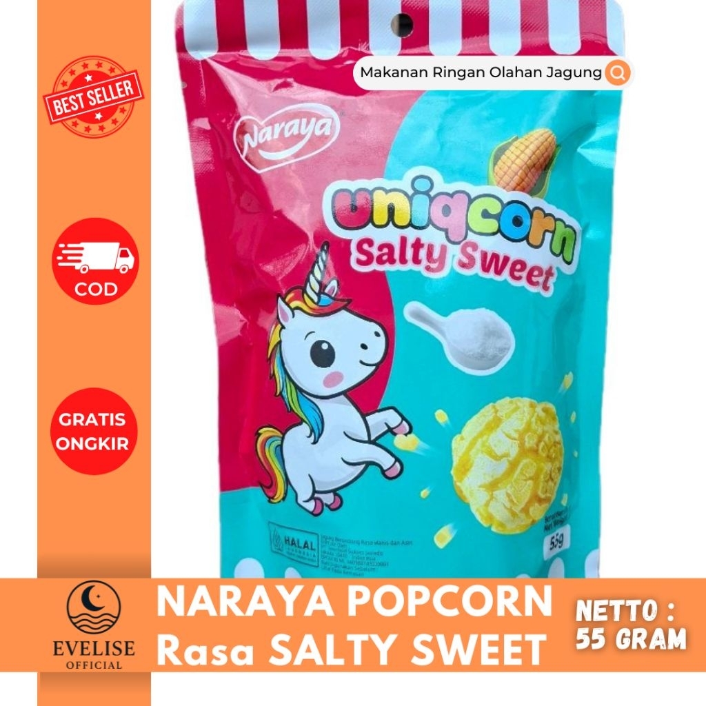 

NARAYA POPCORN | Popcorn Rasa Salty Sweet | Popcorn Halal Naraya isi 55 Gram