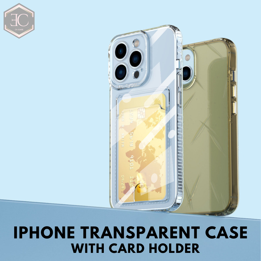 Iphone Transparent Case With Card Holder Casing Iphone Kartu Transparan