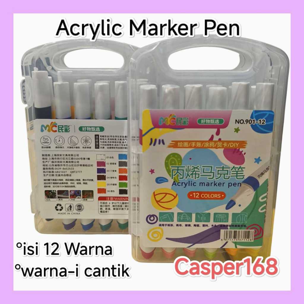 

12 COLOR SPIDOL - ACRYLIC MARKER PEN - SPIDOL 12 WARNA(I) SOFT - SPIDOL AIR