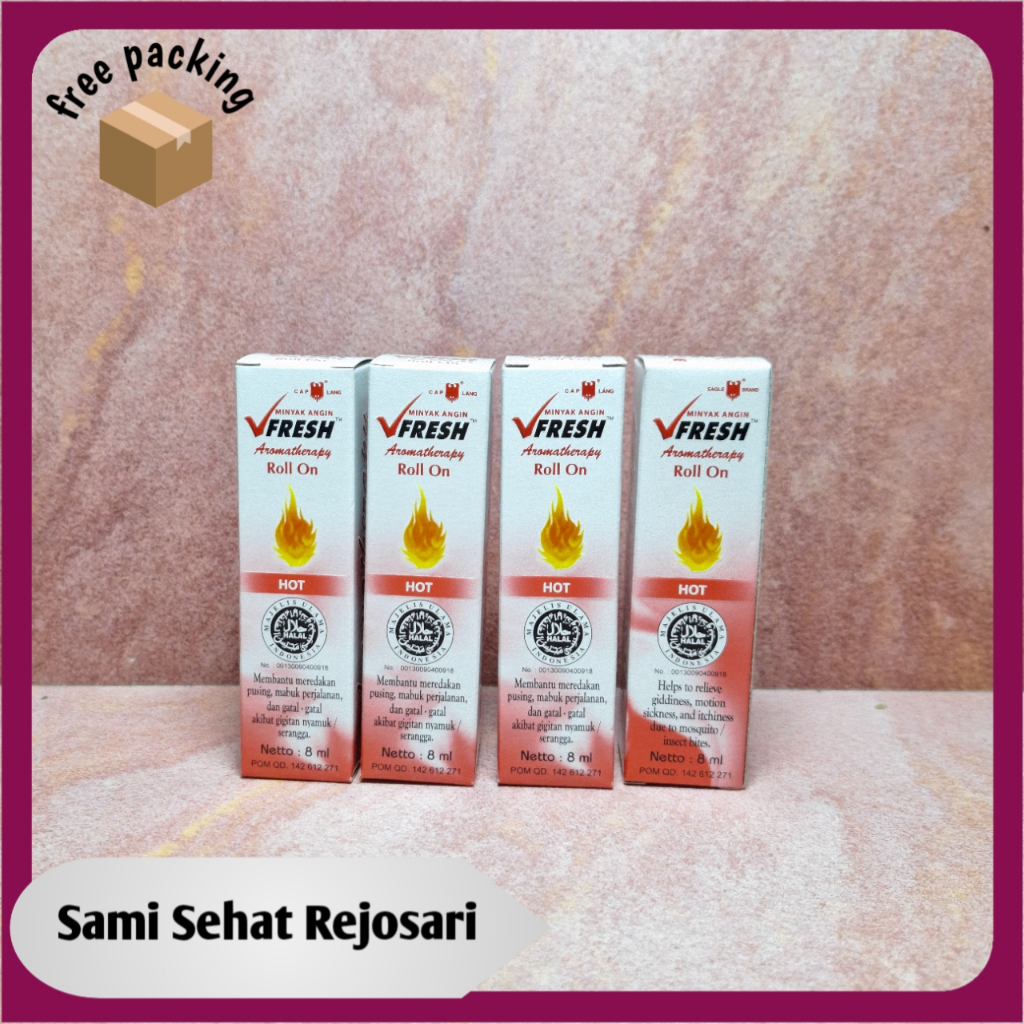4 Botol VFRESH MINYAK ANGIN AROMATERAPHY HOT 8 ML