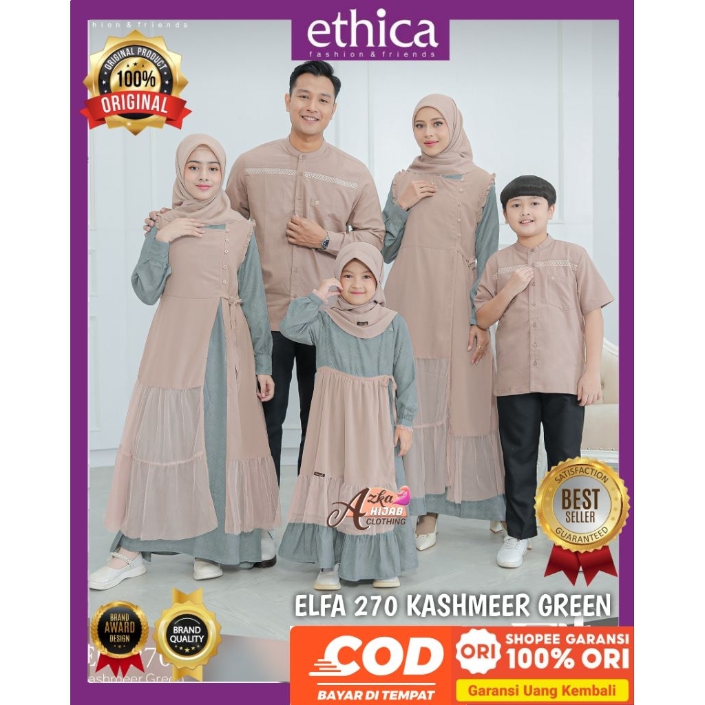 SARIMBIT ETHICA PROMO CUCI GUDANG ELFA 270 KASHMEER GREEN/ BAJU COUPLE KELUARGA / BAJU MUSLIM COUPLE