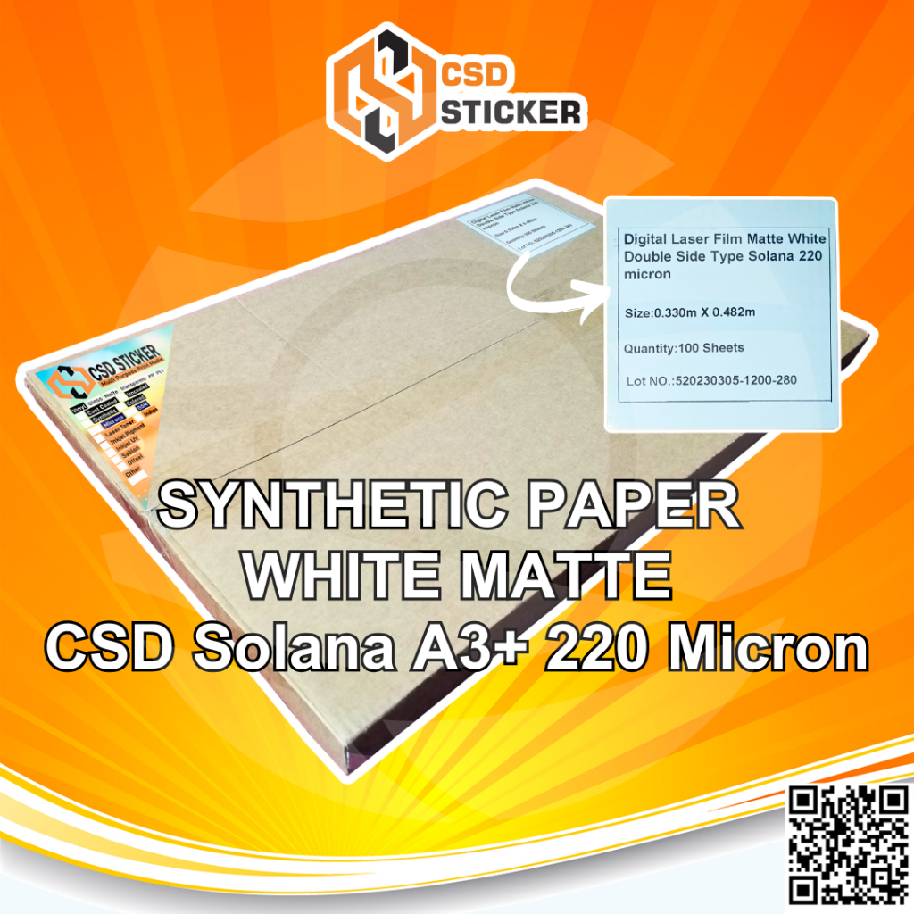 

Kertas Sintetik White Matte CSD Solana 220 Micron A3+ Digital Print - PACK