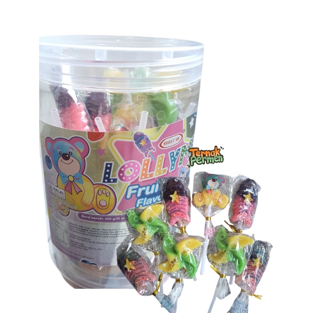 

SWEET ME LOLLIPOP BERUANG MIX FRUITY ISI 30