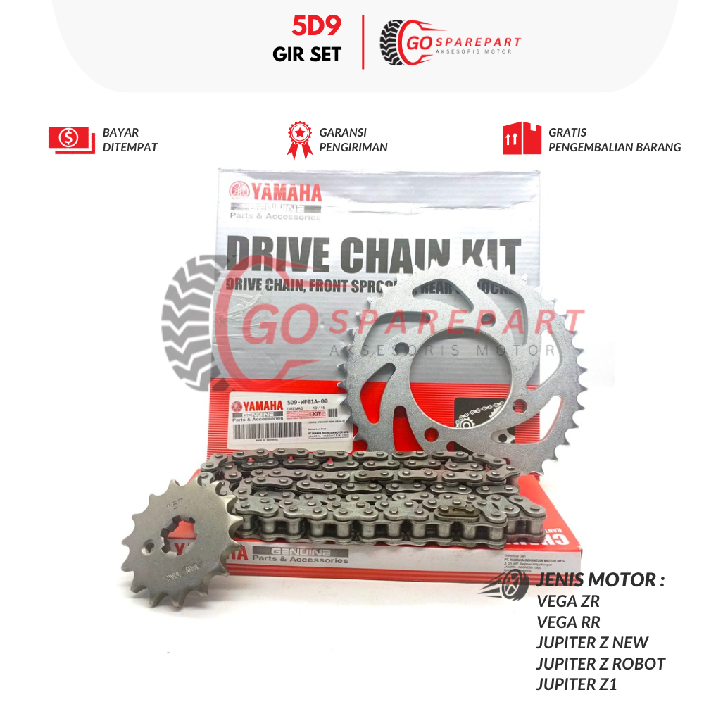 5D9 GIR SET MOTOR YAMAHA VEGA ZR / GEAR SET MOTOR VEGA R / RANTAI GIR JUPITER Z / SPROCKET GIR SET J