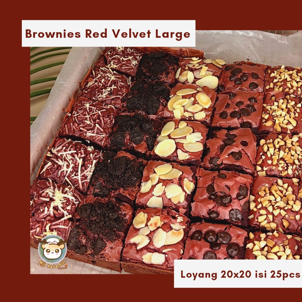 

Fudgy Brownies Sekat 20x20 isi 25 Potong , Fudgy Brownies Red Velvet Large