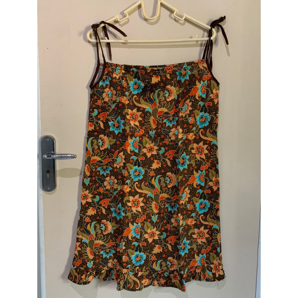 PRELOVED NI NILASARI Daster Rumah Dress Mini Batik Solo Terusan Wanita Coklat Brown Batik Seksi Paka