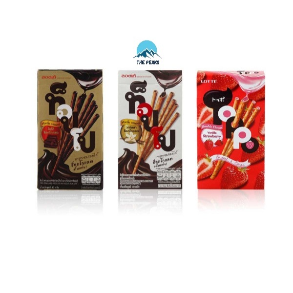 

(The Peaks) Lotte Toppo BOX Biskuit Stick / Coklat Strawberry Double Choco Vanilla