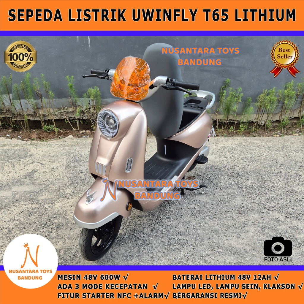 Sepeda Listrik Uwinfly T65L T65 Lithium 600W NFC Sepeda Rasa Motor Listrik Original Uwinfly Bandung