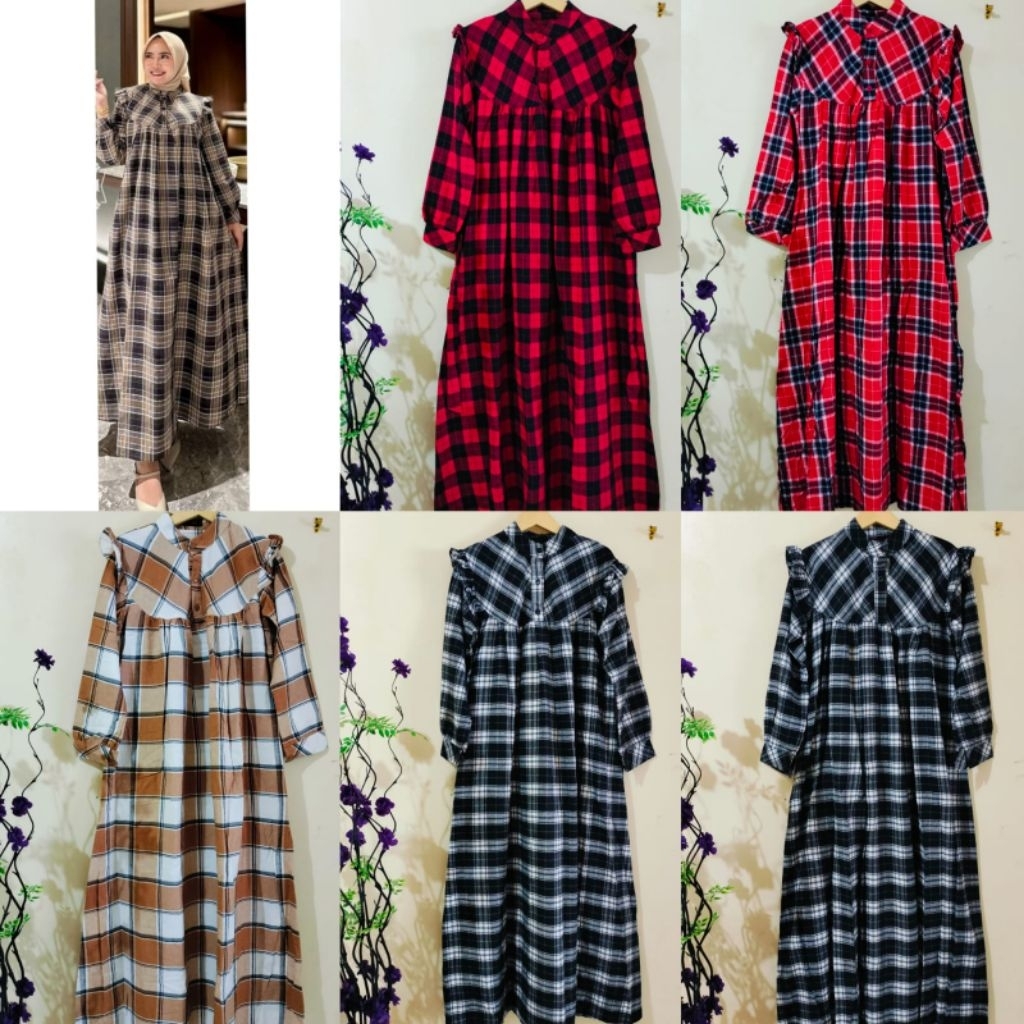 Gamis flanel kotak dewasa jevanni jumbo