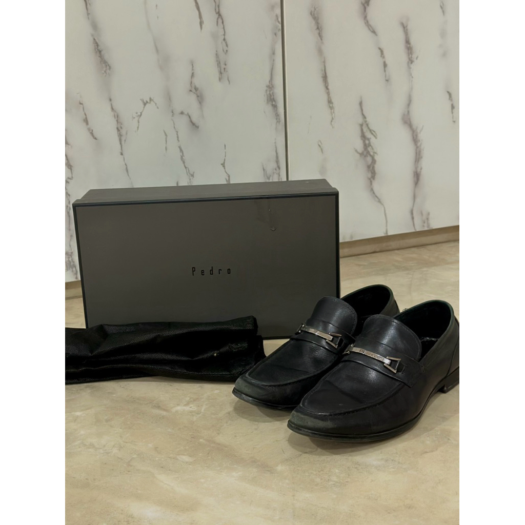 Sepatu Formal Loafer Pedro Pria Hitam Original Men Shoes Preloved