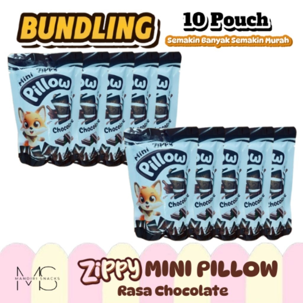 

[BUNDLING 10 POUCH] ZIPPY MINI PILLOW Rasa Coklat Kemasan Pouch