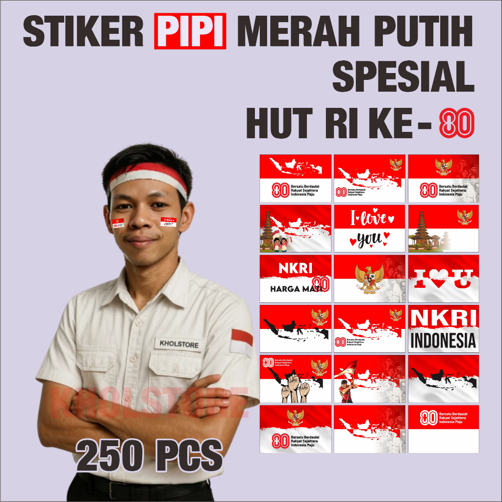 

[250 pcs] Stiker Pipi Merah Putih Stiker Tempel