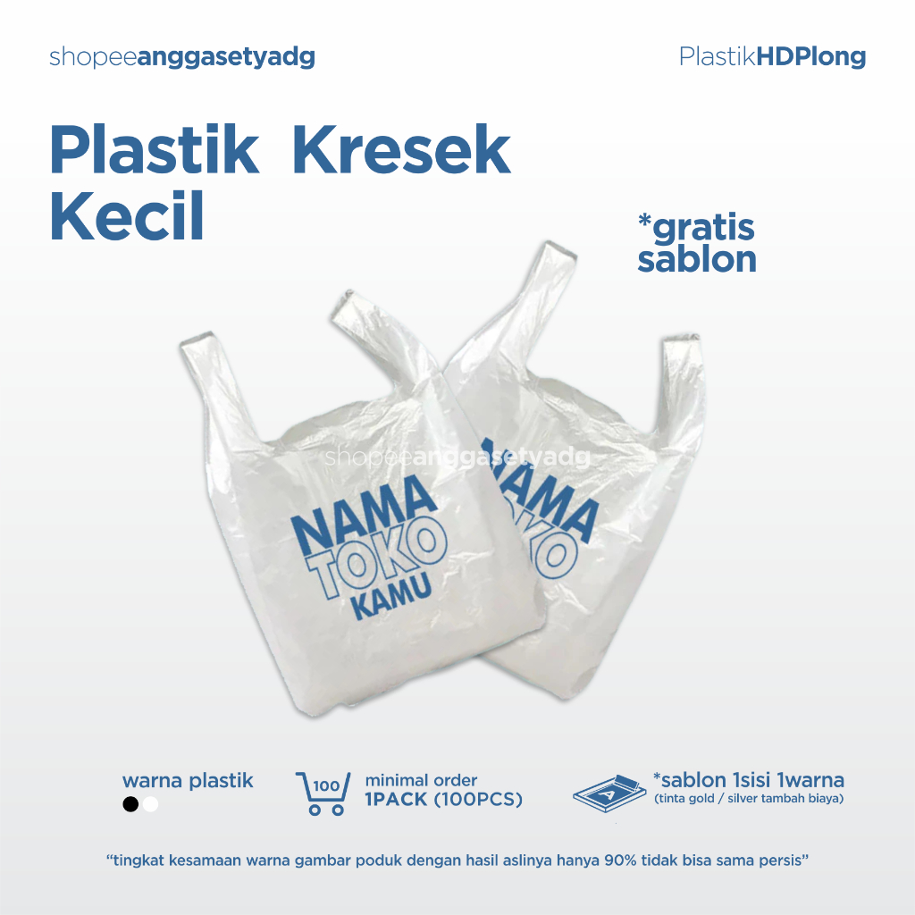 Sablon kantong plastik kresek putih mambo Kecil ukuran 15x30