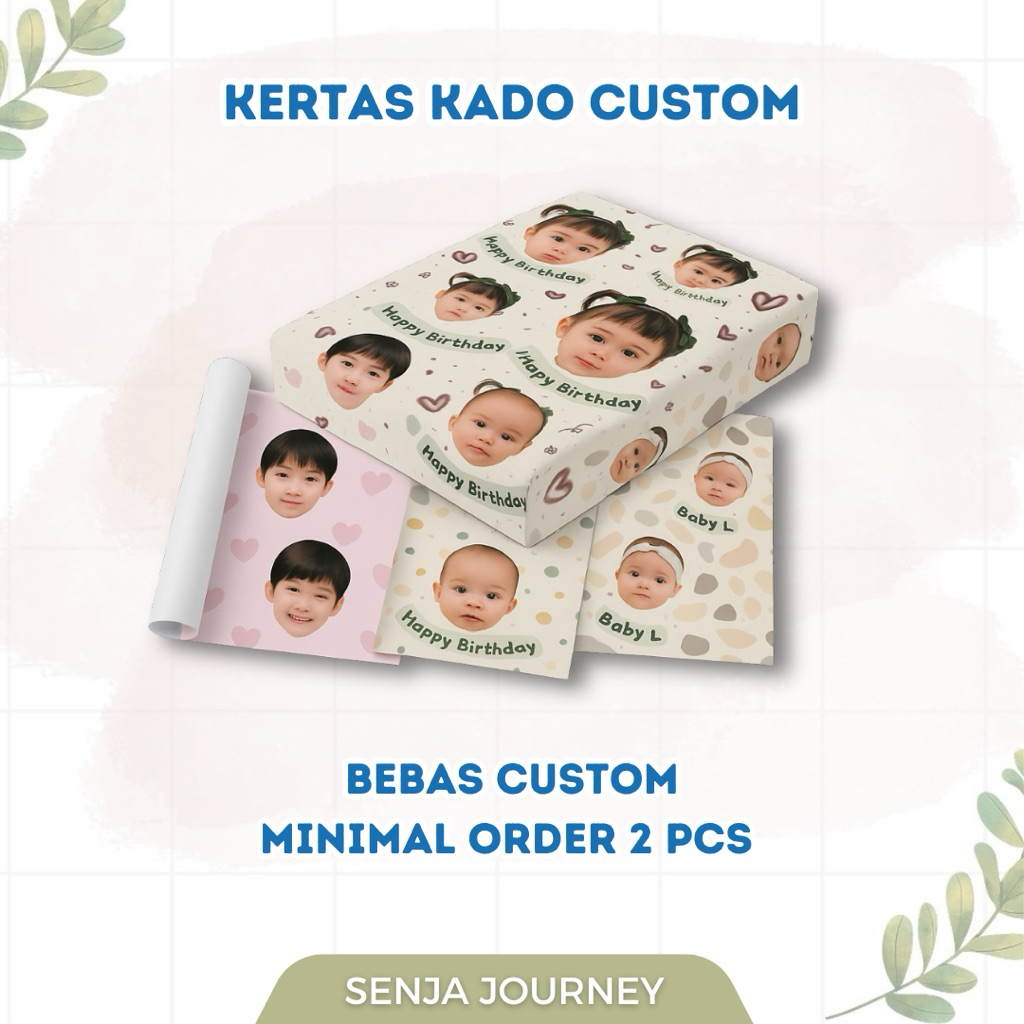 

KERTAS KADO CUSTOM DESAIN FOTO TEKS / GIFT WRAPPING