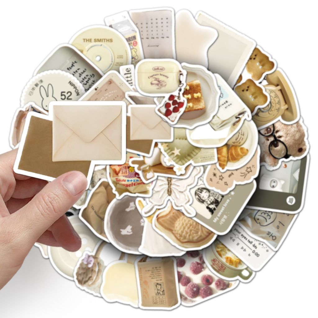 

[50 Pcs] DECO STICKER | STICKER DIY | JURNAL AESTHETIC oatmeal latte ins kartun retro buku pegangan makanan indah buku catatan grafiti stiker Guka