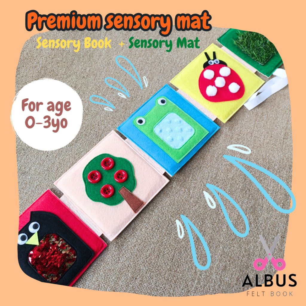 (CUSTOM NAMA) Sensory Mat + Sensory Book Custom Nama / Sensory Path / Montessori Mat / Mainan Taktil