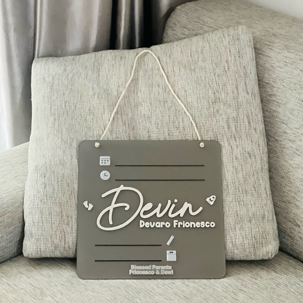 SQUARE | HOSPITAL BABY BOARD VIRAL AESTHETIC | HOSPITAL BOARD | PAPAN NAMA BAYI ANNOUNCEMENT NEWBORN