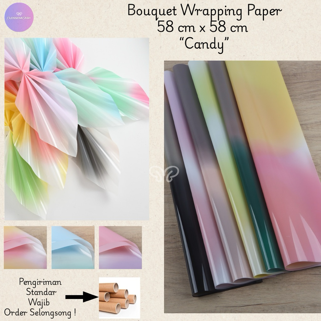 

[Per Lembar] Kertas Buket Gradient Candy / Cellophane Bouquet Wrapping Paper