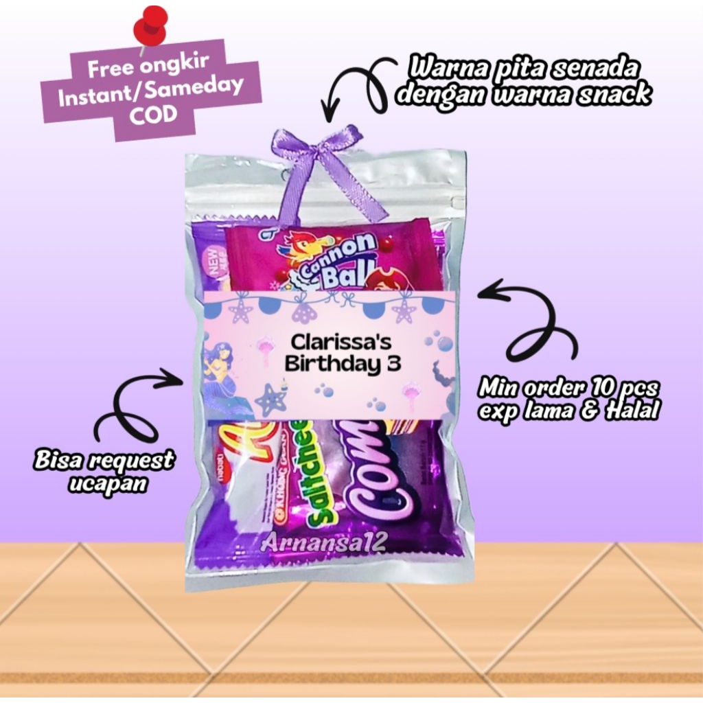 

[ BELI 20 GRATIS 1 BERLAKU KELIPATAN ] Mini Gift Snack Tema Warna Ungu Bisa Request Ucapan Halal Dan Enak