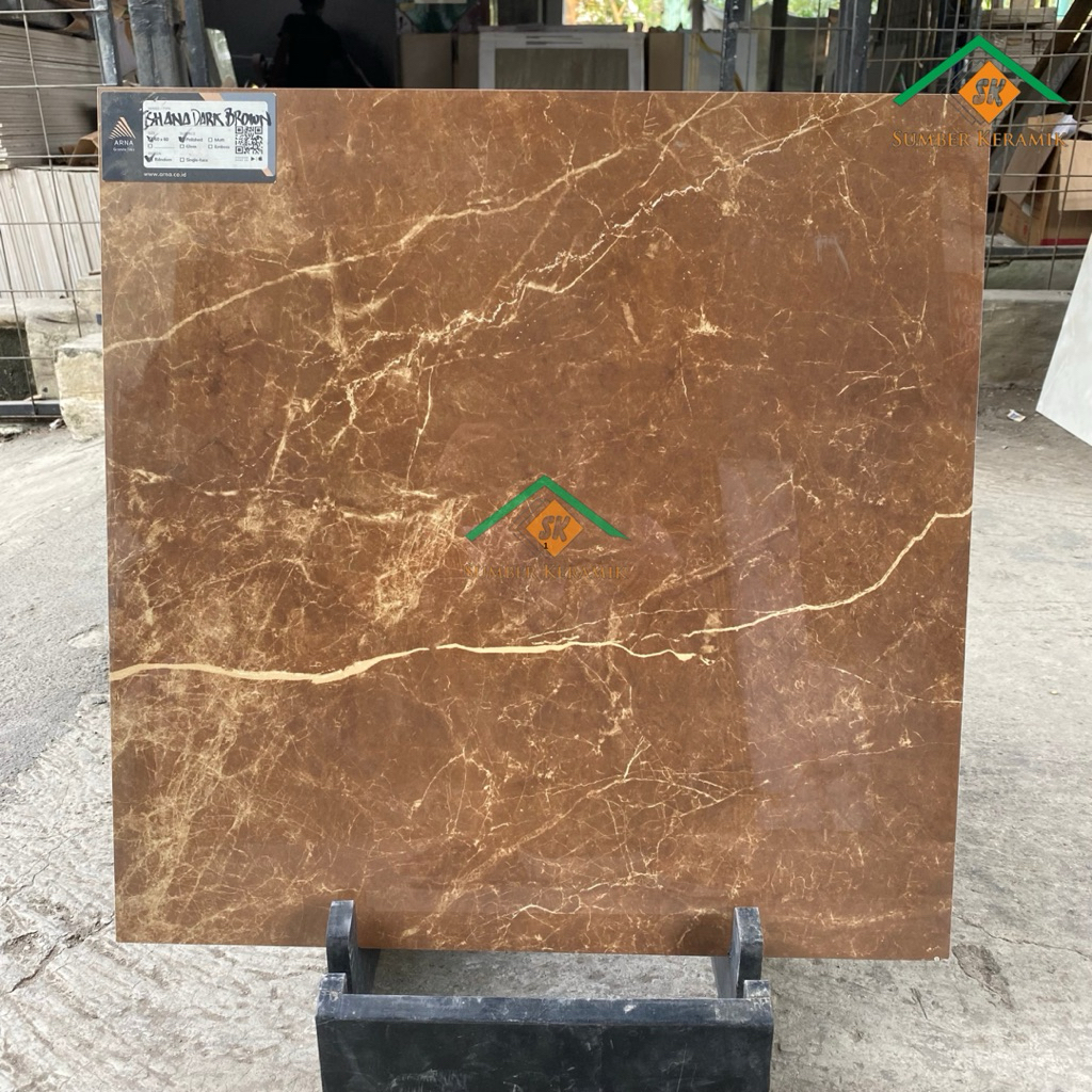 Granite lantai 60x60 Ishana dark brown / Arna / Glazed Polished