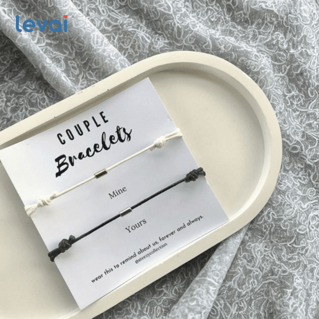 Couple bracelet / Gelang tangan aesthetic tali warna hitam item & putih polos untuk cowo pria wanita