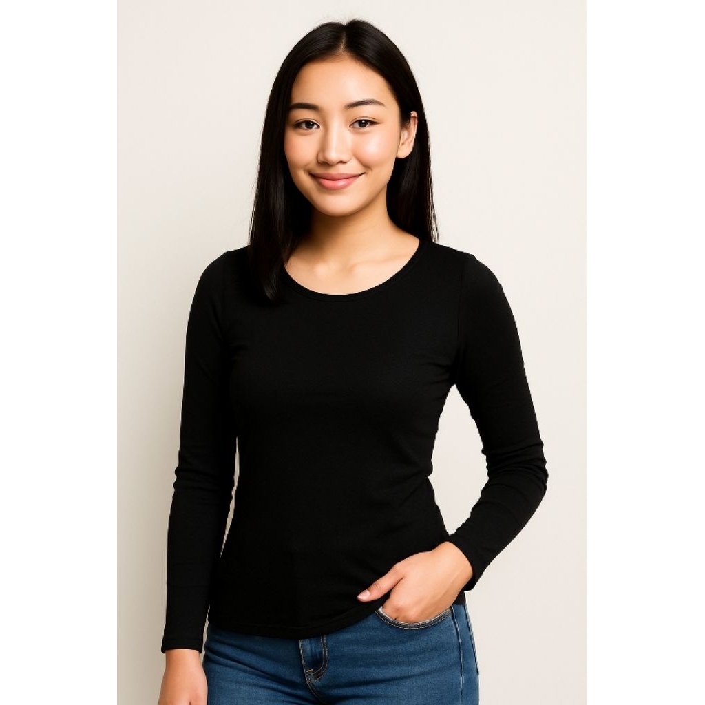 Manset Lengan Panjang Wanita Kerah Oblong / Manset Dalaman Wanita Bahan Kaos/ Manset Kaos 303