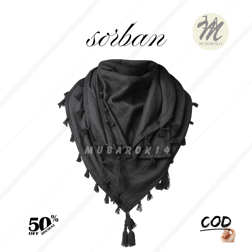 Sorban pria premium / sorban model ronce / Sorban Hitam Polos Bahan tebal