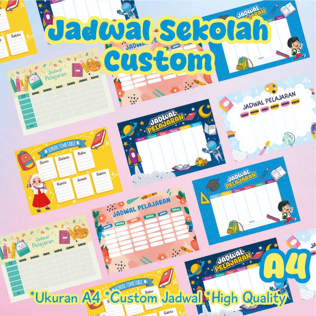 Poster JADWAL PELAJARAN CUSTOM - Poster sekolah jadwal pelajaran