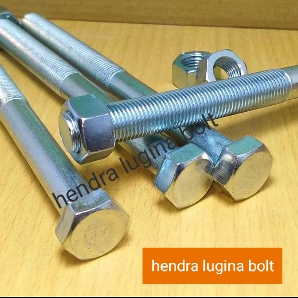 baut mur m12x140 pitch 1,25 drat halus grade 4.6 original