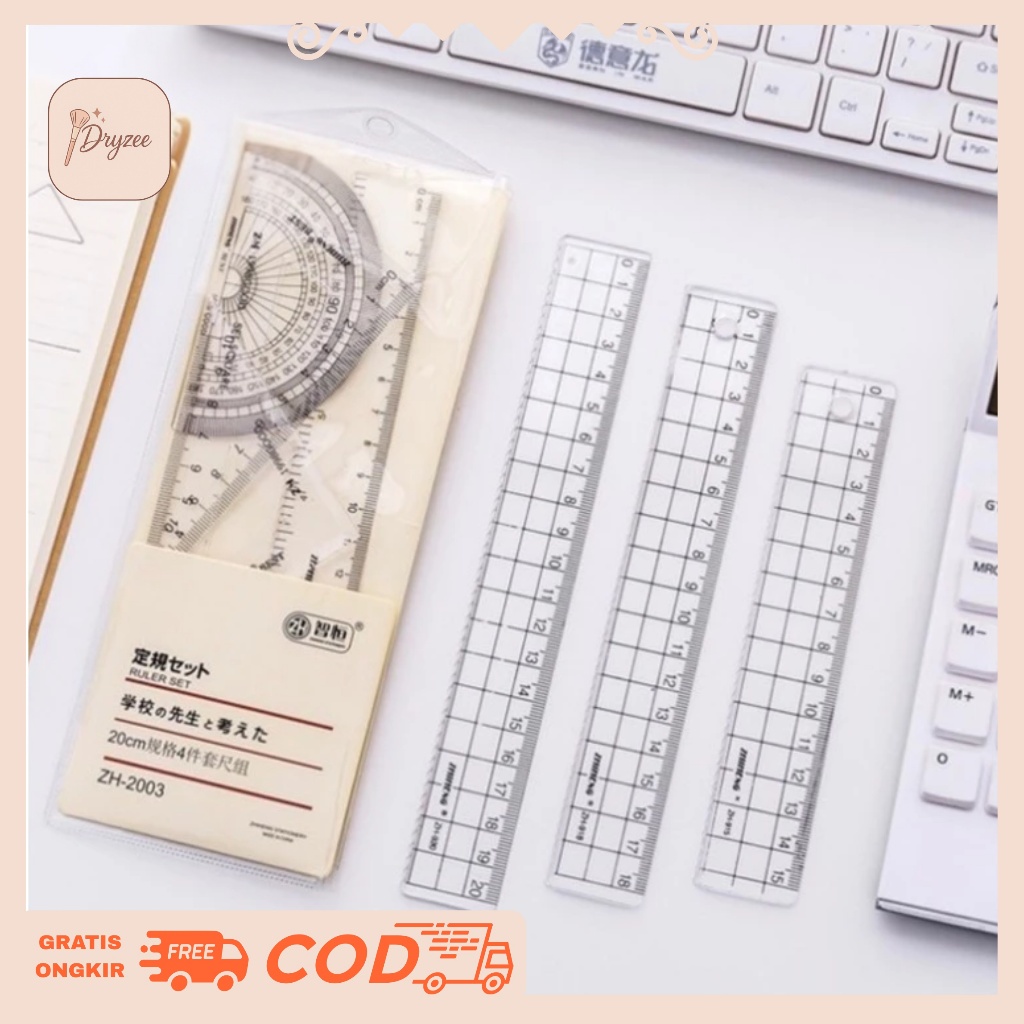 

1 Set Penggaris Busur Derajat Grid Ruller AT38