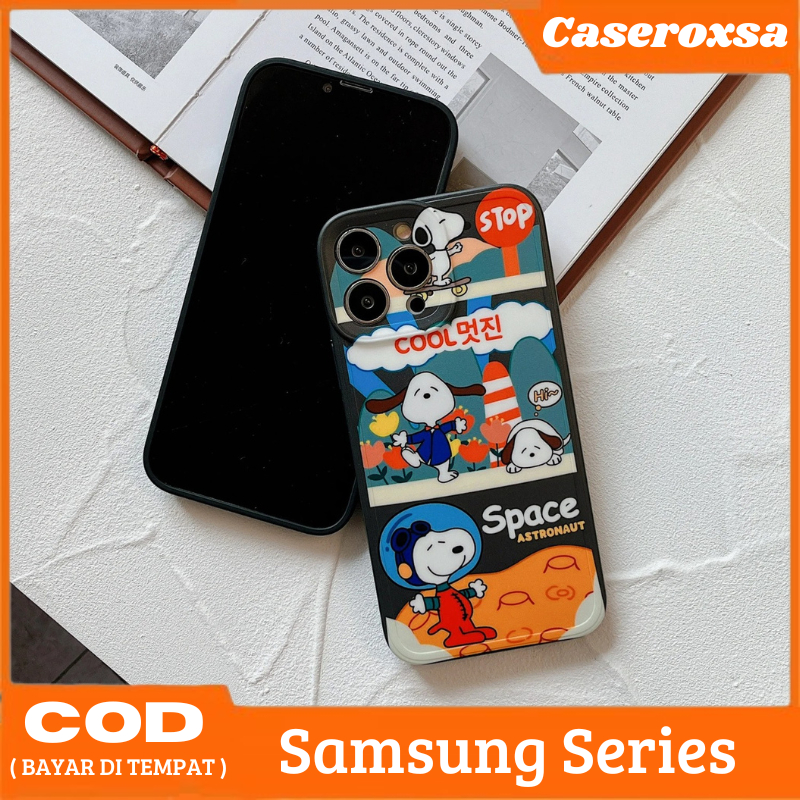 Case Snoopy Space Samsung A03S A04S A12 M12 A13 5G A22 4G A30 A32 5G M32 4G A33 5G A50 A50S Casing L