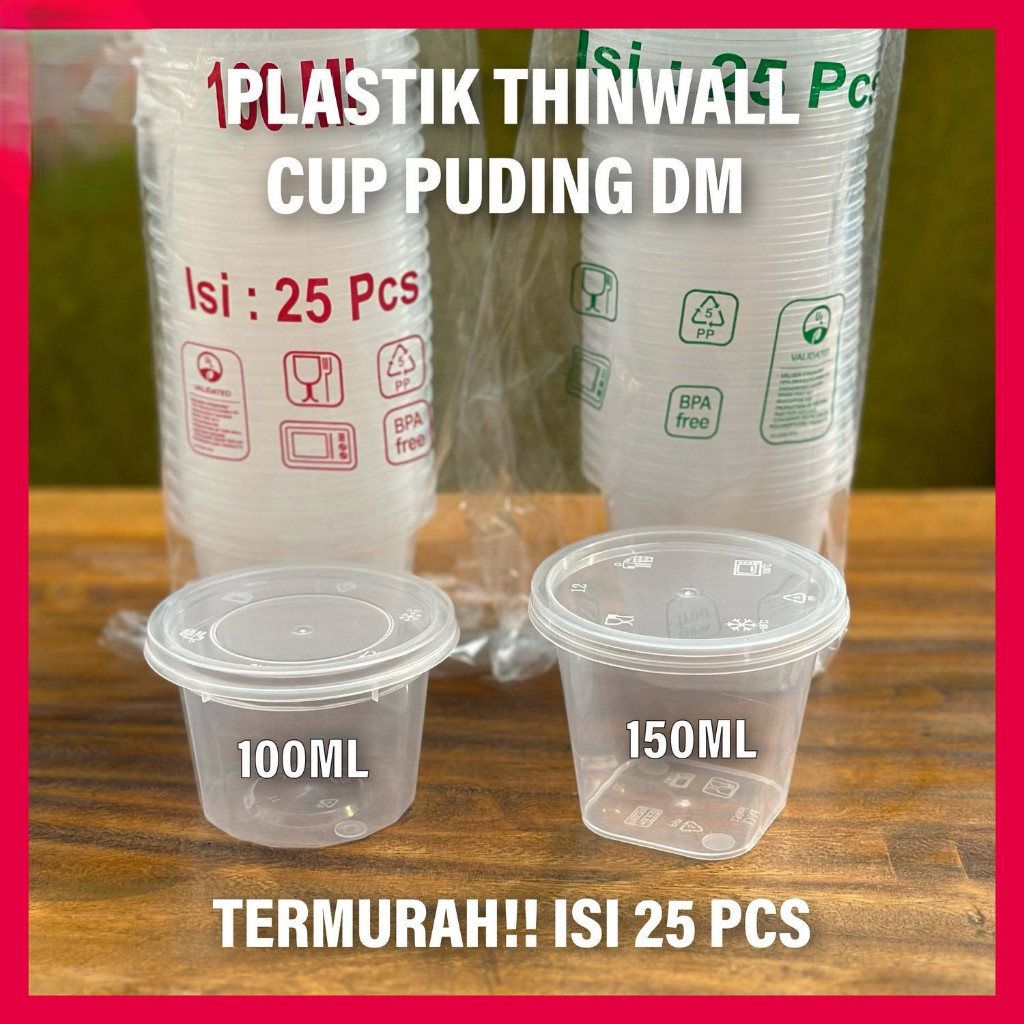 Thinwall DM CUP Pudding mini Thinwall CUP PUDING cup saos Thinwall 100ml 150ml isi 25set CUP SAMBEL 