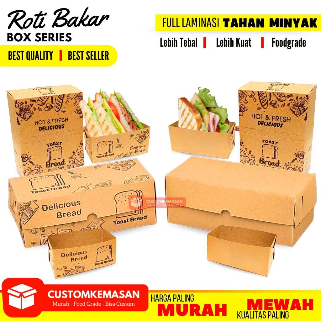 Kemasan Roti Bakar / Dus Roti Bakar Bandung / Dus  Roti Bakar / Box Roti Bakar Polos / Bungkus Roti 