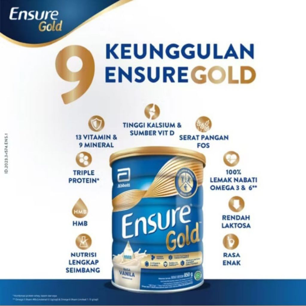 

Ensure Gold HMB Vanila/Cokelat 800 Gram - Nutrisi Dewasa Rendah Kalori