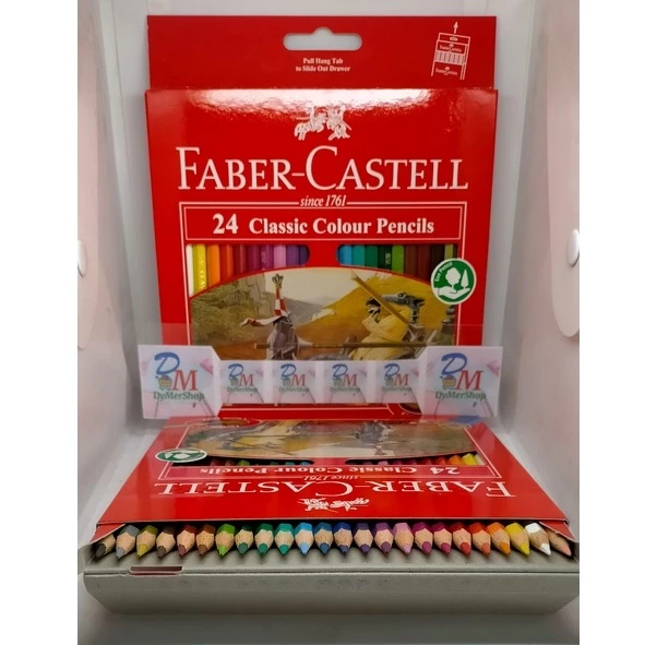 

Faber Castell classic colour pencils isi 24 warna Panjang kelir pensil kayu pinsil Ori 100% Original Asli Authentic