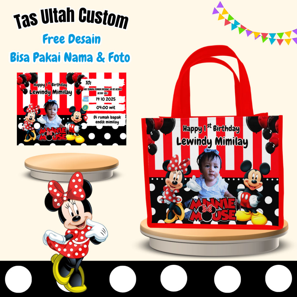 

Isi 60 Tas & Free Undangan Ulang Tahun Anak Cewek Cowok Custom Desain Pakai Nama Foto