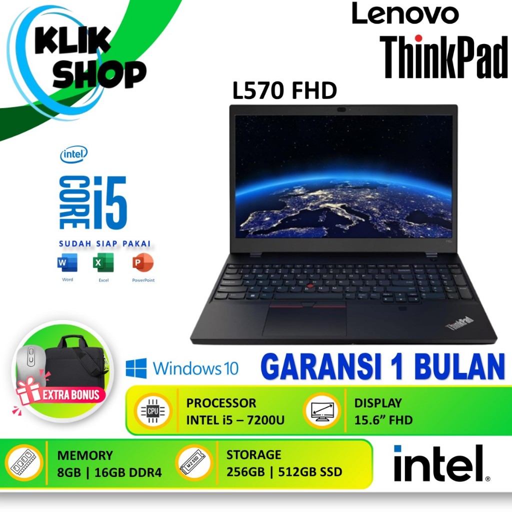 Laptop Lenovo ThinkPad L570 Intel i5 7200U 16GB 512GB 15.6 Windows 10 Pro