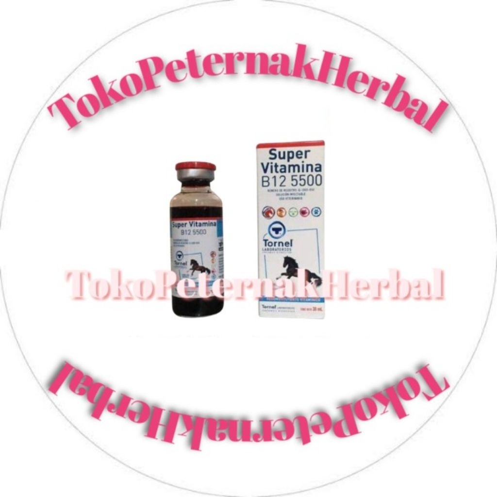 Super Vitamina B12 5500 Logo Kuda Obat Vitamin Tonic Injeksi Doping Ayam, Kuda, Burung Dll