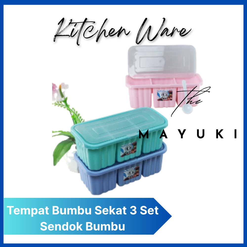 Tempat Bumbu Plastik Sekat 3 Set Sendok Bumbu