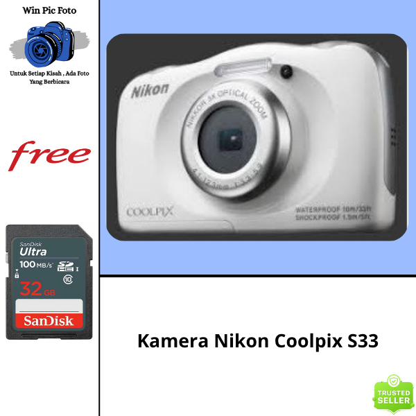 Kamera Nikon Coolpix S33 / Kamera Digital / Kamera Pocket / Kamera Waterproof / Camera Digital / Cam