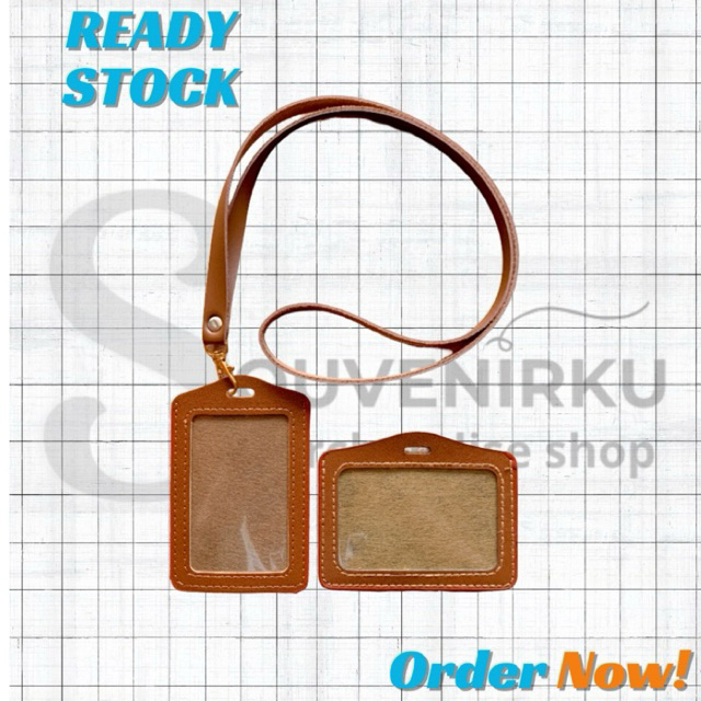 

Tali Lanyard + ID Card/ Card Holder Kulit Oscar, Vertikal/Horizontal Brown