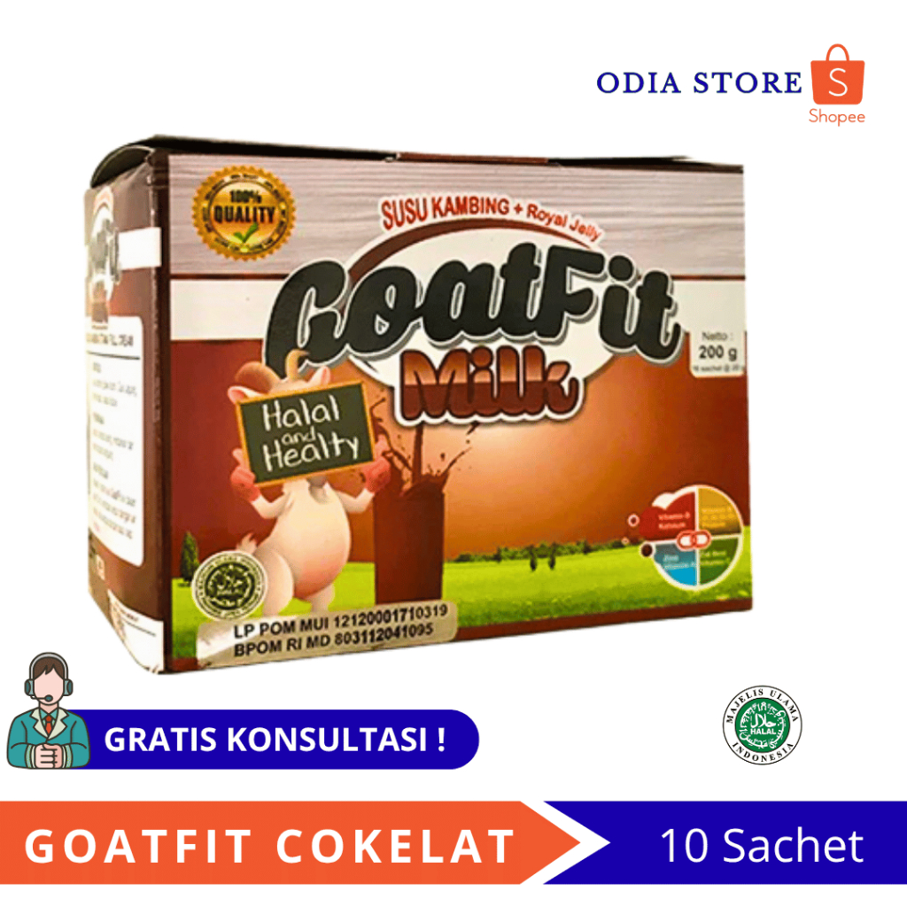 

Susu Kambing Etawa GOATFIT MILK COKLAT SACHET PER BOX isi 10 Sachet
